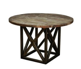 Natural Industrial Round Dining Table
